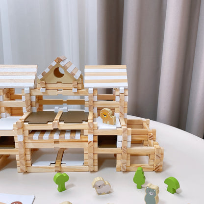 Educational building blocks, hands-on building huts, parent-child DIY toys