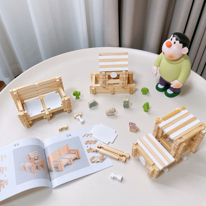 Educational building blocks, hands-on building huts, parent-child DIY toys